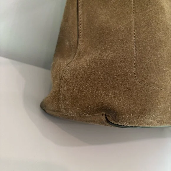 Michael Kors Collection Sedona Large Suede Flap Messenger Bag Tan Brown - Picture 7 of 14